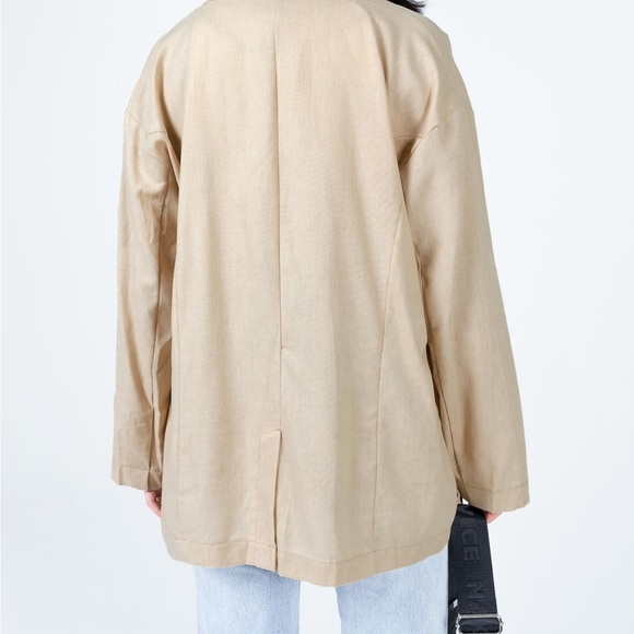 AMBER OVERSIZED LINEN BLAZER BEIGE - Picture 6 of 15